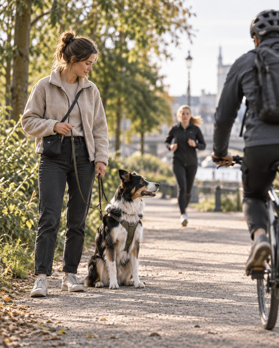 Jogger und Radfahrer kommen entgegen